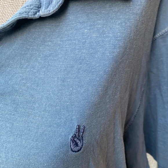 John Varvatos blue Leroy Johnny collar style 100% cotton men’s stretchy shirt - Picture 4 of 11